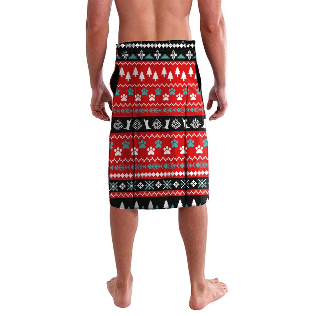 Funny Santa Lavalava with Cats for Everybody Quote and Red Christmas Pattern - Wonder Print Shop