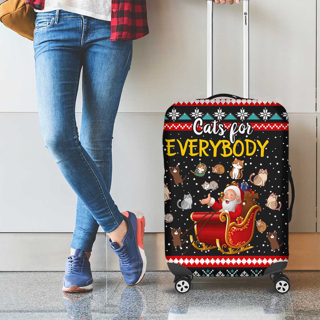 Funny Santa Luggage Cover with Cats for Everybody Quote and Red Christmas Pattern - Wonder Print Shop