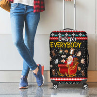 Funny Santa Luggage Cover with Cats for Everybody Quote and Red Christmas Pattern - Wonder Print Shop