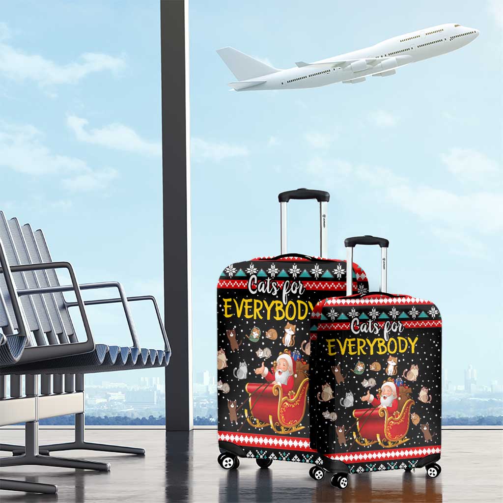 Funny Santa Luggage Cover with Cats for Everybody Quote and Red Christmas Pattern - Wonder Print Shop