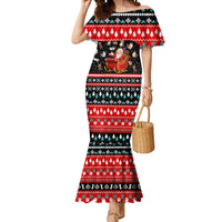 Funny Santa Mermaid Dress with Cats for Everybody Quote and Red Christmas Pattern - Wonder Print Shop