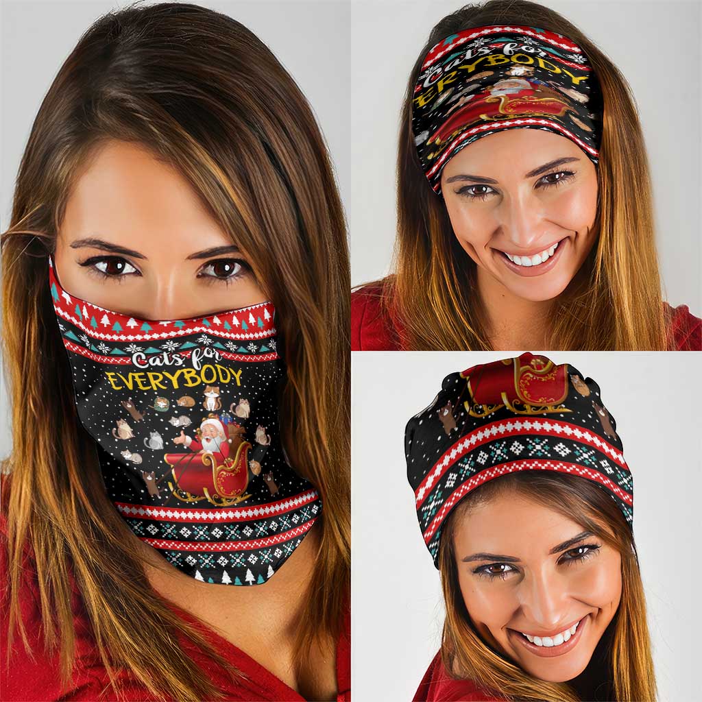 Funny Santa Neck Gaiter with Cats for Everybody Quote and Red Christmas Pattern - Wonder Print Shop