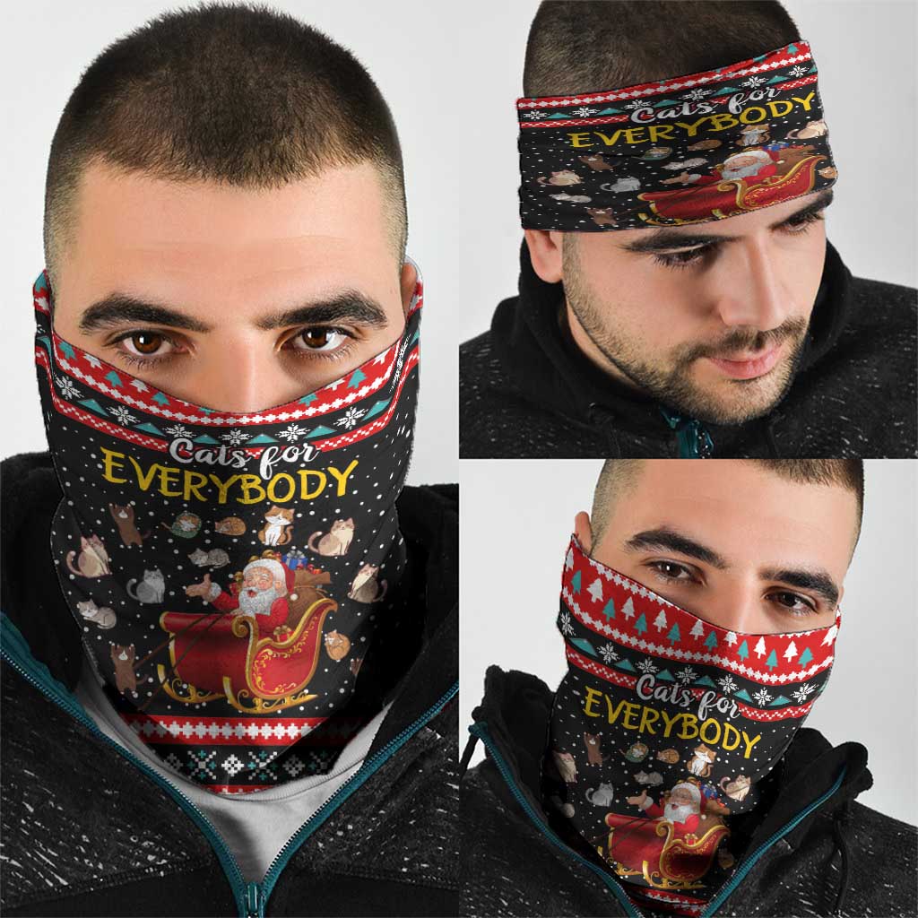 Funny Santa Neck Gaiter with Cats for Everybody Quote and Red Christmas Pattern - Wonder Print Shop