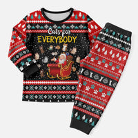 Funny Santa Christmas Pajama Set with Cats for Everybody Quote and Red Christmas Pattern - Wonder Print Shop