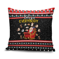 Funny Santa Pillow Cover with Cats for Everybody Quote and Red Christmas Pattern - Wonder Print Shop