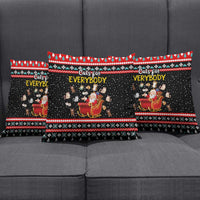 Funny Santa Pillow Cover with Cats for Everybody Quote and Red Christmas Pattern - Wonder Print Shop