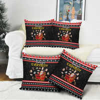 Funny Santa Pillow Cover with Cats for Everybody Quote and Red Christmas Pattern - Wonder Print Shop