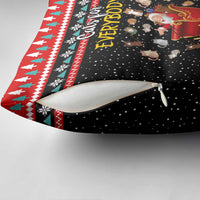Funny Santa Pillow Cover with Cats for Everybody Quote and Red Christmas Pattern - Wonder Print Shop