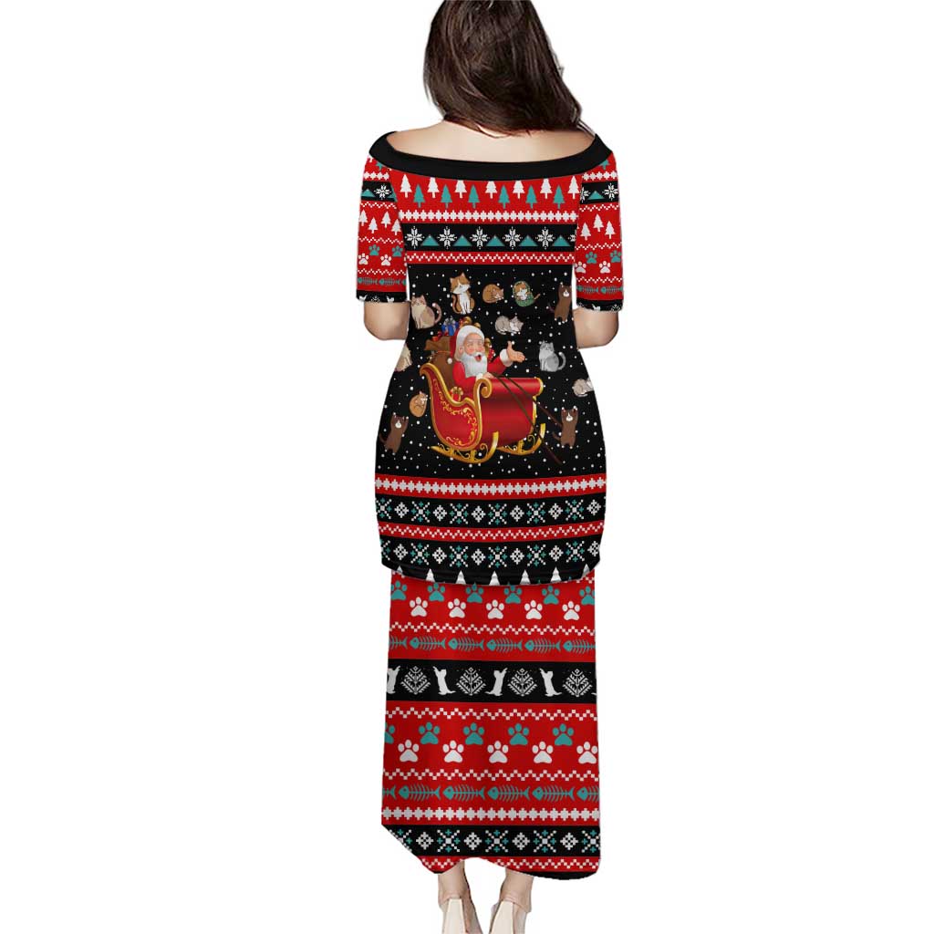 Funny Santa Puletasi with Cats for Everybody Quote and Red Christmas Pattern - Wonder Print Shop