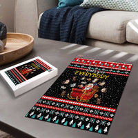 Funny Santa Puzzle with Cats for Everybody Quote and Red Christmas Pattern - Wonder Print Shop