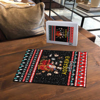 Funny Santa Puzzle with Cats for Everybody Quote and Red Christmas Pattern - Wonder Print Shop