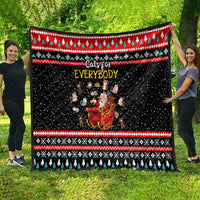 Funny Santa Quilt with Cats for Everybody Quote and Red Christmas Pattern - Wonder Print Shop