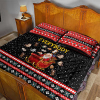 Funny Santa Quilt Bed Set with Cats for Everybody Quote and Red Christmas Pattern - Wonder Print Shop