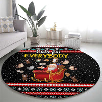 Funny Santa Round Carpet with Cats for Everybody Quote and Red Christmas Pattern - Wonder Print Shop