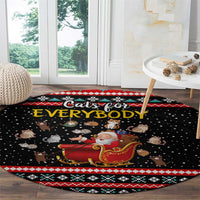 Funny Santa Round Carpet with Cats for Everybody Quote and Red Christmas Pattern - Wonder Print Shop
