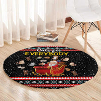 Funny Santa Round Carpet with Cats for Everybody Quote and Red Christmas Pattern - Wonder Print Shop