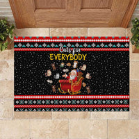 Funny Santa Rubber Doormat with Cats for Everybody Quote and Red Christmas Pattern - Wonder Print Shop