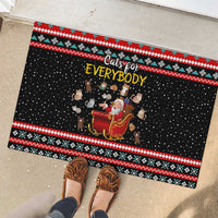 Funny Santa Rubber Doormat with Cats for Everybody Quote and Red Christmas Pattern - Wonder Print Shop