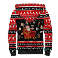 Funny Santa Sherpa Hoodie with Cats for Everybody Quote and Red Christmas Pattern - Wonder Print Shop