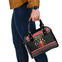 Funny Santa Shoulder Handbag with Cats for Everybody Quote and Red Christmas Pattern - Wonder Print Shop