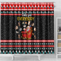 Funny Santa Shower Curtain with Cats for Everybody Quote and Red Christmas Pattern - Wonder Print Shop