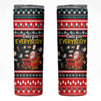 Funny Santa Skinny Tumbler with Cats for Everybody Quote and Red Christmas Pattern - Wonder Print Shop