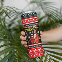 Funny Santa Skinny Tumbler with Cats for Everybody Quote and Red Christmas Pattern - Wonder Print Shop