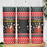 Funny Santa Skinny Tumbler with Cats for Everybody Quote and Red Christmas Pattern - Wonder Print Shop