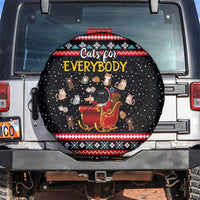 Funny Santa Spare Tire Cover with Cats for Everybody Quote and Red Christmas Pattern - Wonder Print Shop
