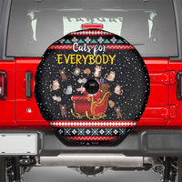 Funny Santa Spare Tire Cover with Cats for Everybody Quote and Red Christmas Pattern - Wonder Print Shop