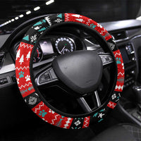 Funny Santa Steering Wheel Cover with Cats for Everybody Quote and Red Christmas Pattern - Wonder Print Shop