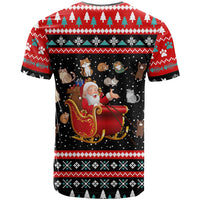 Funny Santa T Shirt with Cats for Everybody Quote and Red Christmas Pattern - Wonder Print Shop