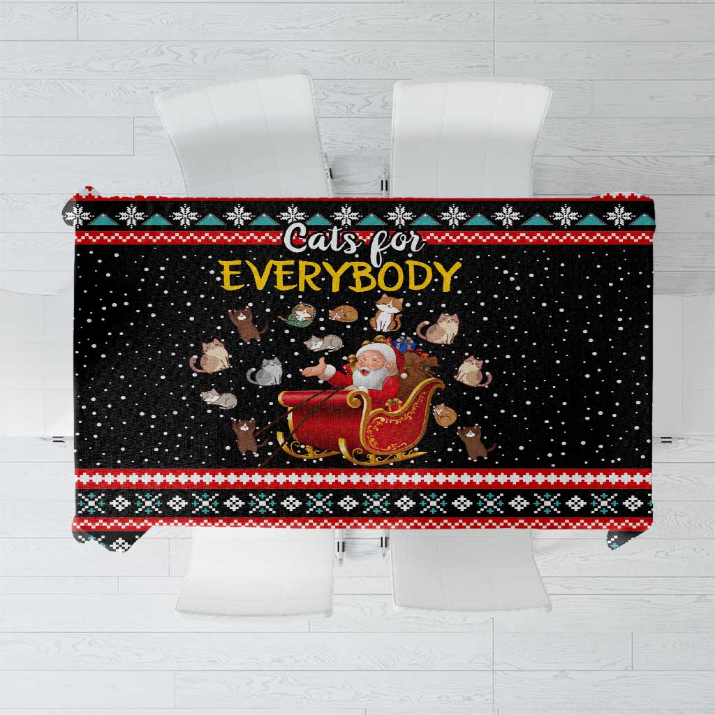 Funny Santa Tablecloth with Cats for Everybody Quote and Red Christmas Pattern - Wonder Print Shop