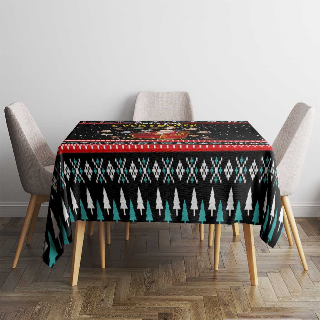Funny Santa Tablecloth with Cats for Everybody Quote and Red Christmas Pattern - Wonder Print Shop
