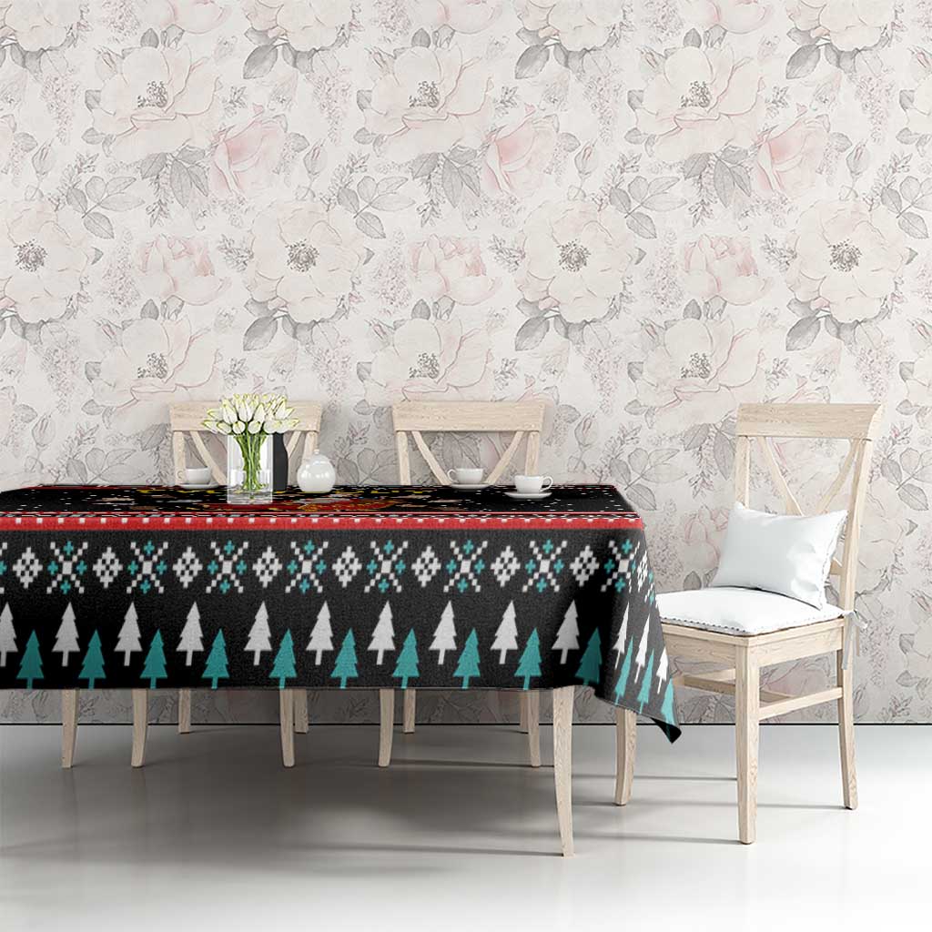 Funny Santa Tablecloth with Cats for Everybody Quote and Red Christmas Pattern - Wonder Print Shop