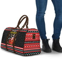Funny Santa Travel Bag with Cats for Everybody Quote and Red Christmas Pattern - Wonder Print Shop