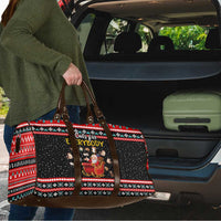 Funny Santa Travel Bag with Cats for Everybody Quote and Red Christmas Pattern - Wonder Print Shop