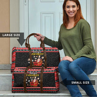 Funny Santa Travel Bag with Cats for Everybody Quote and Red Christmas Pattern - Wonder Print Shop