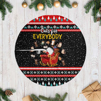 Funny Santa Tree Skirt with Cats for Everybody Quote and Red Christmas Pattern - Wonder Print Shop