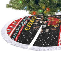Funny Santa Tree Skirt with Cats for Everybody Quote and Red Christmas Pattern - Wonder Print Shop
