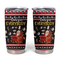 Funny Santa Tumbler Cup with Cats for Everybody Quote and Red Christmas Pattern - Wonder Print Shop