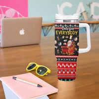 Funny Santa Tumbler With Handle with Cats for Everybody Quote and Red Christmas Pattern - Wonder Print Shop