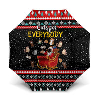 Funny Santa Umbrella with Cats for Everybody Quote and Red Christmas Pattern - Wonder Print Shop