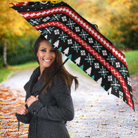 Funny Santa Umbrella with Cats for Everybody Quote and Red Christmas Pattern - Wonder Print Shop