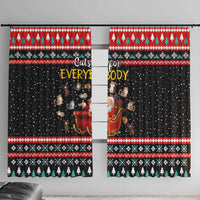 Funny Santa Window Curtain with Cats for Everybody Quote and Red Christmas Pattern - Wonder Print Shop