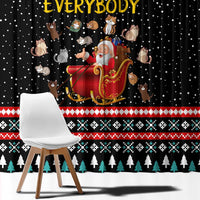Funny Santa Window Curtain with Cats for Everybody Quote and Red Christmas Pattern - Wonder Print Shop