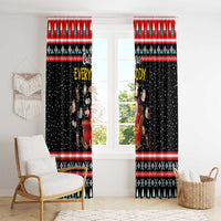 Funny Santa Window Curtain with Cats for Everybody Quote and Red Christmas Pattern - Wonder Print Shop