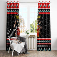 Funny Santa Window Curtain with Cats for Everybody Quote and Red Christmas Pattern - Wonder Print Shop