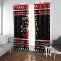 Funny Santa Window Curtain with Cats for Everybody Quote and Red Christmas Pattern - Wonder Print Shop