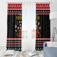 Funny Santa Window Curtain with Cats for Everybody Quote and Red Christmas Pattern - Wonder Print Shop